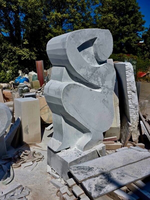 Work in progress two Carrara marble carvings at the studio .