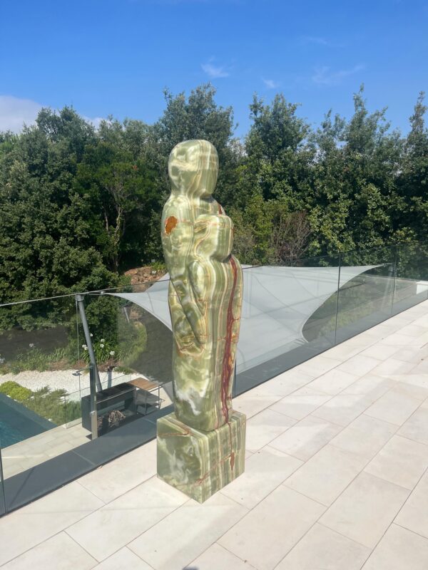Delivered this Afghanistan green onyx sculpture to a stunning roof terrace in